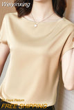 Weiyinxing Short Sleeve Blouse Women Blusas Mujer De Moda 2023 Verano Casual O-Neck Chiffon Blouse Shirt Women Tops Blouses E850