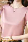 Weiyinxing Short Sleeve Blouse Women Blusas Mujer De Moda 2023 Verano Casual O-Neck Chiffon Blouse Shirt Women Tops Blouses E850
