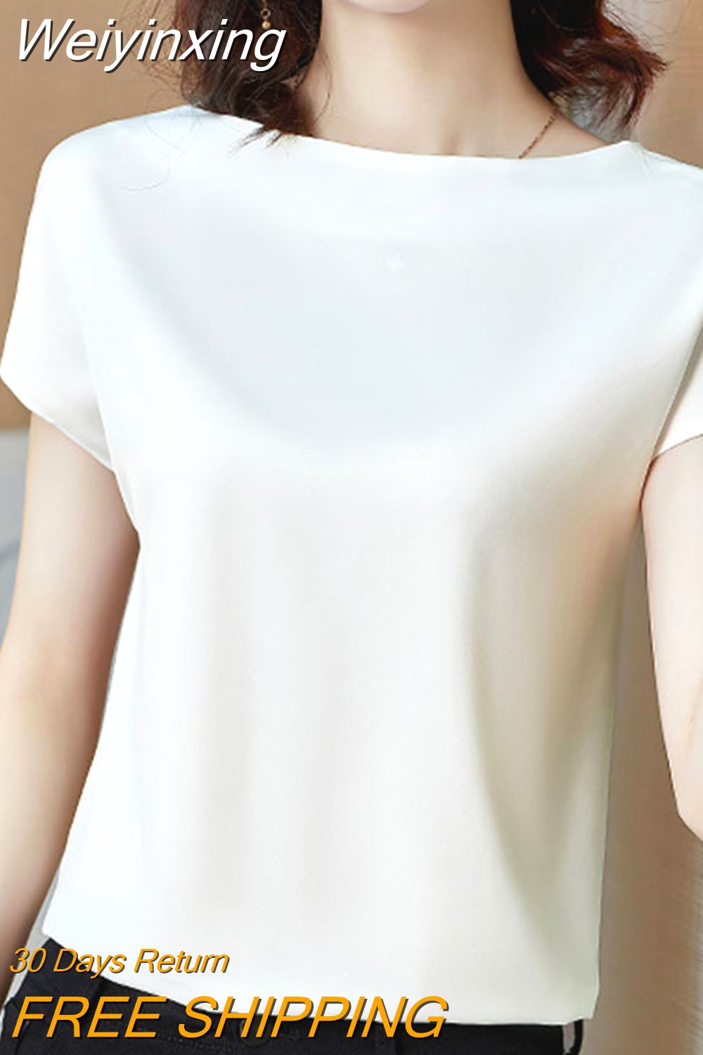 Weiyinxing Short Sleeve Blouse Women Blusas Mujer De Moda 2023 Verano Casual O-Neck Chiffon Blouse Shirt Women Tops Blouses E850