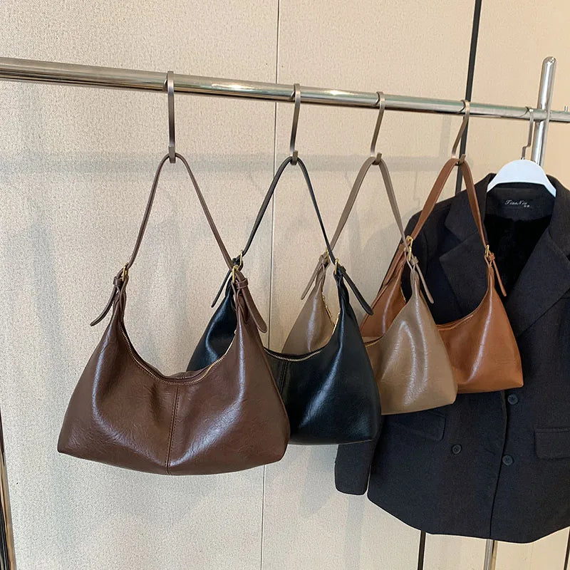 Weiyinxing Small Underarm Bag Leather Shoulder Bags for Women 2024 Solid Color Fashion Crossbody Bag Female Handbags and Purses