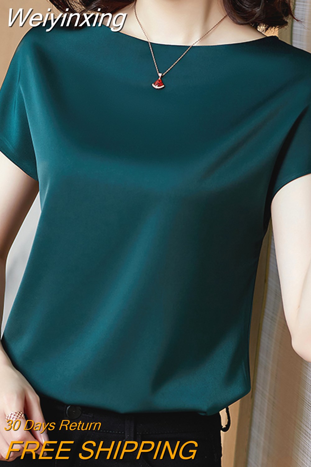 Weiyinxing Short Sleeve Blouse Women Blusas Mujer De Moda 2023 Verano Casual O-Neck Chiffon Blouse Shirt Women Tops Blouses E850