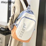 Weiyinxing Quality Waterproof Nylon Patchwork Backpack Women Letter Printing School Bag Boy Shoulder Bag for Teenage Girls Student Bag