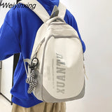 Weiyinxing Quality Waterproof Nylon Patchwork Backpack Women Letter Printing School Bag Boy Shoulder Bag for Teenage Girls Student Bag