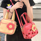 Weiyinxing Summer Flower Coin Purse Crossbody Small Square Bag Strawberry Print Hand Pillow Bag Shoulder Underarm Bag Women Bag