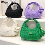 Weiyinxing Woman's Satchel Bag Pleated Designer Women Bags 2023 Trend Embroidered Thread Crescent Bags For Women Luxury Handbags