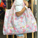Weiyinxing Reusable Grocery Shopping Bag Ladies Tote 50lb Fashion Pocket Shoulder Bag Foldable Eco Bag Washable