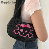 Weiyinxing Fashion Skeleton Pu Leather Harajuku Style Handbag Storage Bag Commuter Crossbody Bag Women Bag Tote Bag Messenger Bag