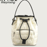 Weiyinxing Nylon Padded Bucket Bag Designer Quilted Women Shoulder Bags Luxury Down Cotton Lady Handbags Casual Winter Tote Bag New