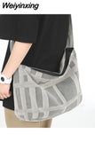 Weiyinxing Vintage Casual Women Shoulder Bag Japan Style Large Capacity Luxury Designer Retro Versatile Striped High Quality Tote Bags