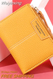 Weiyinxing Yellow Women Wallet Soft PU Leather Female Purse Mini Hasp Card Holder Coin Short Wallets Slim Small Purse Zipper Keychain