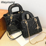 Weiyinxing Bags for Women 2023 Embroidery Designer Handbag Casual Tote Bag Lady Crossbody Bags Fashion Purse Classic Square Clutches