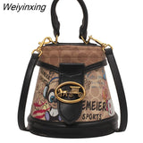 Weiyinxing Brand Graffiti Horseshoe Bags for Women High Quality Leather Shoulder Bag Luxury Purses and Handbags Designer Crossbody Bag