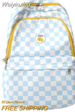 Weiyinxing Female Waterproof Cute Plaid Travel School Bag Girl Laptop College Backpack Women Lattice Backpack Lady Leisure Book Bag
