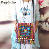 Weiyinxing Hmong Tribal Ethnic Thai Indian Boho Shoulder Bag Message Bag for Women Embroidery Tapestry Tote Messenger