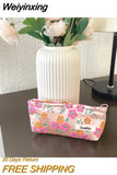 Weiyinxing Flower Women's Cosmetic Bags Simple Portable Teenager Girls Zipper Pencil Case Storage Bag Clutch Purse Wallet Handbags