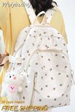 Weiyinxing Women Floral Print Laptop Book Bag Trendy Female College Backpack Girl Travel Kawaii School Bag Lady Nylon Backpack Fashion