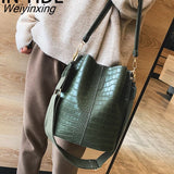 Weiyinxing Women Crossbody Bags for 2023 New Shoulder Bag Fashion Handbags and Purses Leather Stone Pattern Zipper Bucket Bags