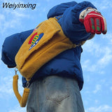 Weiyinxing Winter California Vintage Plush Embroidery Lamb Fleece Cotton Inner Core Backpack Crossbody Bag Tote Bag Shoulder Bags