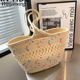 Weiyinxing Beach Basket Summer Bag straw Bag Ffashion Beach Bbags Big Rattan Shoulder Bags Large Capacity Woven Bag Hand-Made Handbags