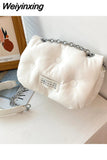 Weiyinxing Winter Fashion Womens Shoulder Bag Soft Purses and Handbags Luxury Designer Silver Solid Color Pillow Cloud Crossbody Bag