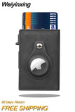 Weiyinxing Air Tag Wallet RFID Credit Card Money Holder Automatic Pop up Mini Aluminum Wallet Airtag Case Cover