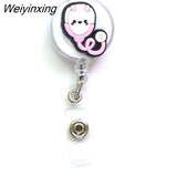 Weiyinxing 1 Piece High Quality Silicone Retractable Doctor Nurse Badge Holder Reel Cute Cartoon ID Card Holder Keychains