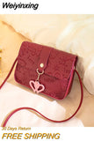 Weiyinxing Shoulder Crossbody Bag New 2023 Ladies Embossed PU Leather Small Square Bag Heart-shaped Small Pendant Fresh Sweet Phone Bag
