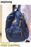 weiyinxing Ladies Soft Canvas School Backpack Trendy Denim Boy Girl Travel Student Bag Male Female College Backpack Men Women Bags