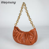 Weiyinxing Bag Women's 2023 New Underarm Bag Solid Color Pleated Bag Cloud Single Shoulder Messenger Bag Texture Handbag for Women