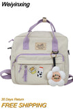 Weiyinxing Multifunctional Backpack Teenage Girl Ring buckle Portable Travel Bag Female Small Schoolbag Badge Women Backpacks Lovel