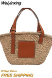 Weiyinxing Rattan Large Capacity Tote Designer Wicker Woven Women Handbags Summer Beach Bali Straw Bag Lady Travel Big Basket Purse 0409