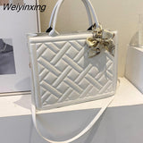 Weiyinxing Women's Handbag Creasing Small Square Bag 2023 Summer New Contrast Color Silk Scarf Handbag Simple Casual Shoulder Diagonal Bag