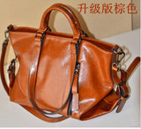 Weiyinxing Women's Bag Oil Wax Leather Simple Locomotive Bag Lady's Handbill Shoulder Oblique Cross Bag