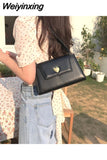 Weiyinxing Women Vintage Simple Shoulder Bag Solid Color Korean Style Casual All-match Square Handbag Heart Female Purse for Girls
