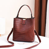 Weiyinxing Female 2024 Spring / Summer New Fashion Bucket Bag Korean Version Female Stone Grain Handbag Single Shoulder Cross-Body Bag Fairy Bag