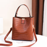 Weiyinxing Female 2024 Spring / Summer New Fashion Bucket Bag Korean Version Female Stone Grain Handbag Single Shoulder Cross-Body Bag Fairy Bag
