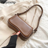Weiyinxing YIDE 2023 New Popular Solid Bag Designer PU Leather Women's Shoulder Bag Fashion Simple Crossbody Bag Flap Handbag Trend