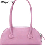 Weiyinxing YIDE Simple Solid Color Women Shoulder Bags Tote PU Leather Fashion Flap Top-Handle Bag Female Casual Underarm Bags Handbags