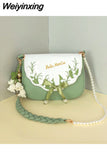 Weiyinxing Mori Girl Gentle Lily of The Valley Luxury Shoulder Underarm Bag Lady 2023 Summer Fashion Temperament Casual Crossbody Bag