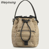 Weiyinxing Nylon Padded Bucket Bag Designer Quilted Women Shoulder Bags Luxury Down Cotton Lady Handbags Casual Winter Tote Bag New