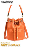 Weiyinxing The Bucket Bags for Women 2023 New Luxury Designer Vintage Small Women Shoulder Crossbody Bags Pu Leather Handbags