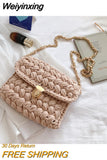 Weiyinxing A Main Femme Bags for Women Hand Woven Bag Strip Thread Hook Knitted Women's Casual Shoulder Bag Crossbody Bag Clutch Bag 0409