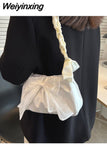 Weiyinxing White Bow Versatile Shoulder Bag Ladies 2023 Summer and Autumn Fashion New Pleated Cloud Handbag for Women Free Shipping