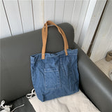 Weiyinxing Women's Bag New Korean Version Of Mori Women's Literature And Art Washing Denim One-Shoulder Handbag Large Capacity Canvas Bag