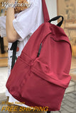 Weiyinxing Women Travel Nylon Red Student Backpack Female Kawaii Trendy Book Bag Lady Laptop College Backpack Fashion Girl School Bags