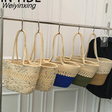 Weiyinxing Beach Basket Summer Bag straw Bag Ffashion Beach Bbags Big Rattan Shoulder Bags Large Capacity Woven Bag Hand-Made Handbags