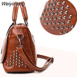 Weiyinxing Rivet Handbags PU Leather Women Bag Sequined Shoulder Bag Designer Women Leather Handbags Luxury Ladies HandBag