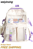 weiyinxing Kawaii Nylon Women Backpack Fashion Waterproof Rucksack for Teen Girls School Bag Cute Student Bookbag Travel Mochila