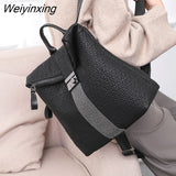 Weiyinxing Ms Luxury Designer Women High capacity Leather Black Backpack Casual High Quality School Backpacks For Girls Travel Bagpack