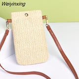 Weiyinxing Women Straw Ladies Crossbody Messenger Bag Summer Bohemia Beach Rattan Shoulder Bag Small Solid Mobile Phone Coin Purse